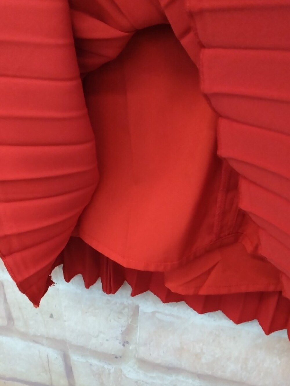 Red Sleeveless Peplum Pleated Dress - Unknown Brand - Picture 6 of 8